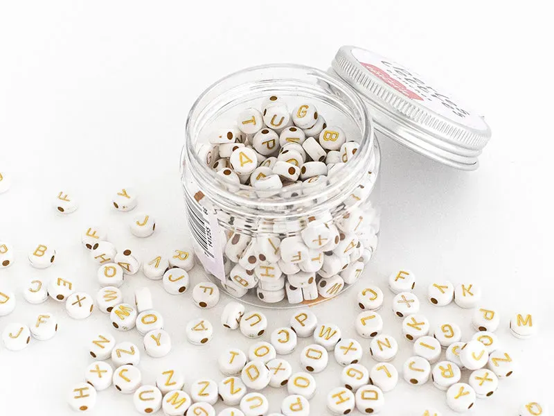 La Petite Epicerie letterkralen wit met goud pot 200 stuks