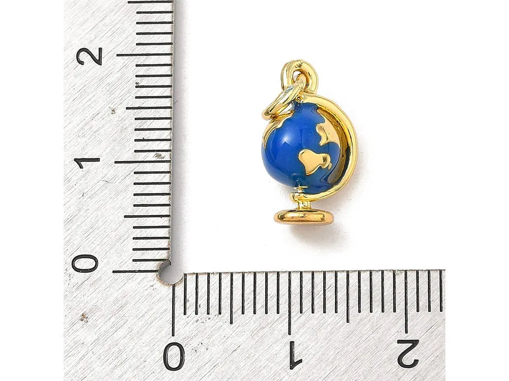 La Petite Epicerie Wereldbol Bedel Blauw Goud Emaille