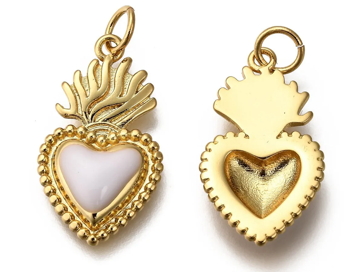 La Petite Epicerie Bedel Hart Wit Emaille Verguld per stuk
