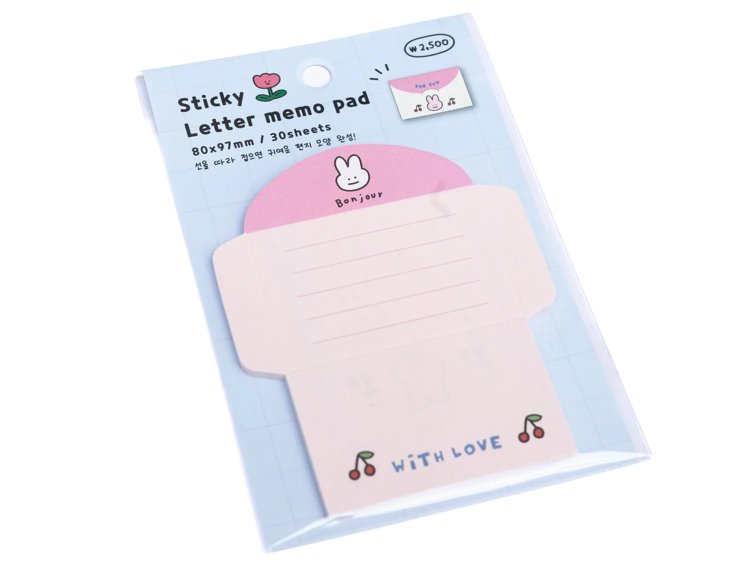 La Petite Epicerie konijn kers mini-envelop memo 30 vel