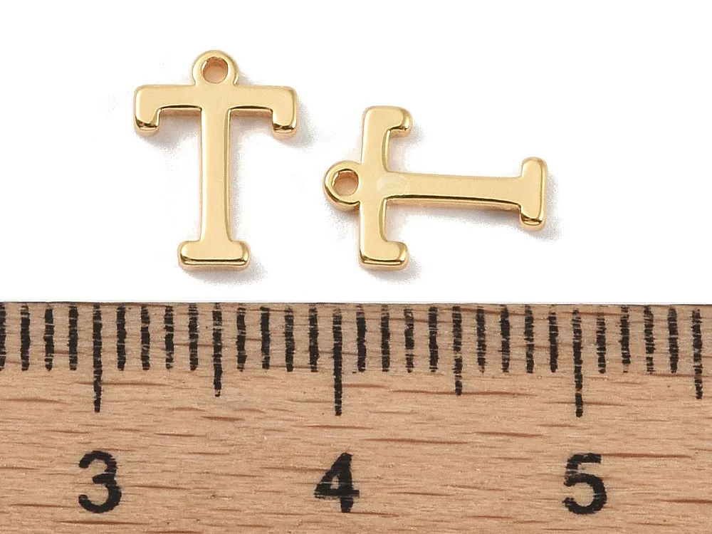 La Petite Epicerie letter T bedel messing 18k goud 10mm