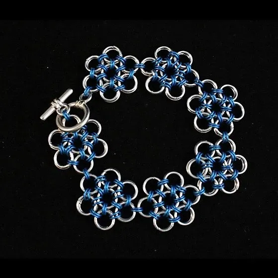 Bijounique Japanese Flower chainmaille armband pakket 1 stuk zwart