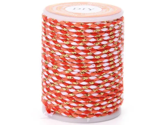 La Petite Epicerie katoenen koord 4 m rood roze goud