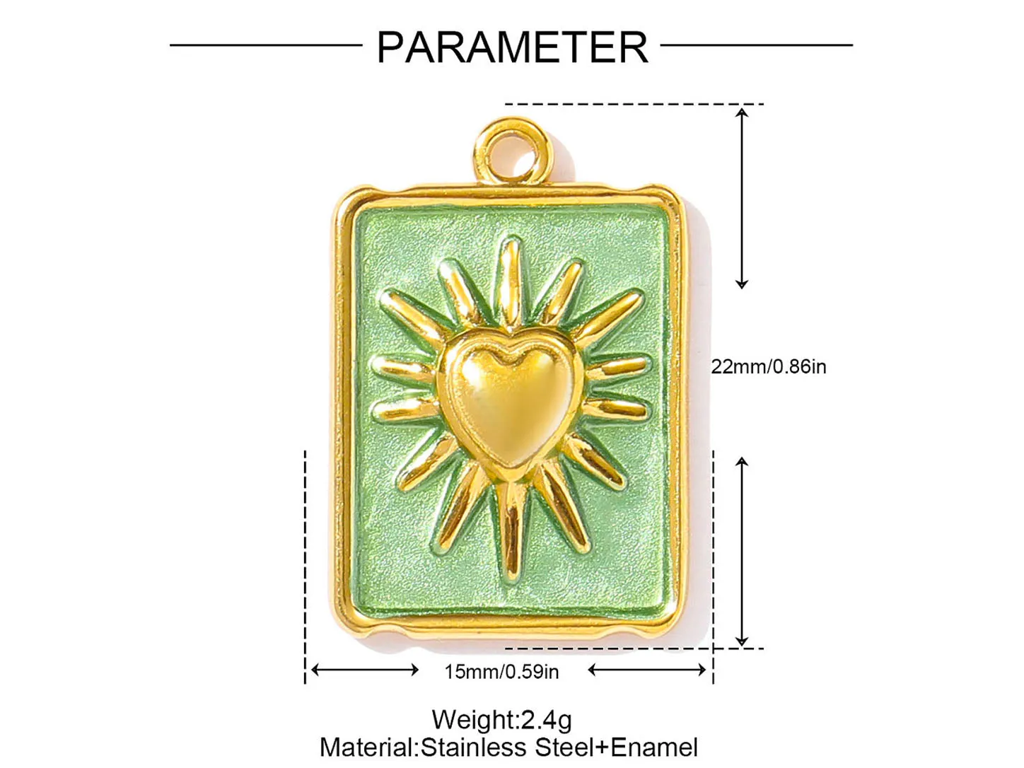 La Petite Epicerie Médaille rectangle bedel mintgroen ex-voto 22mm