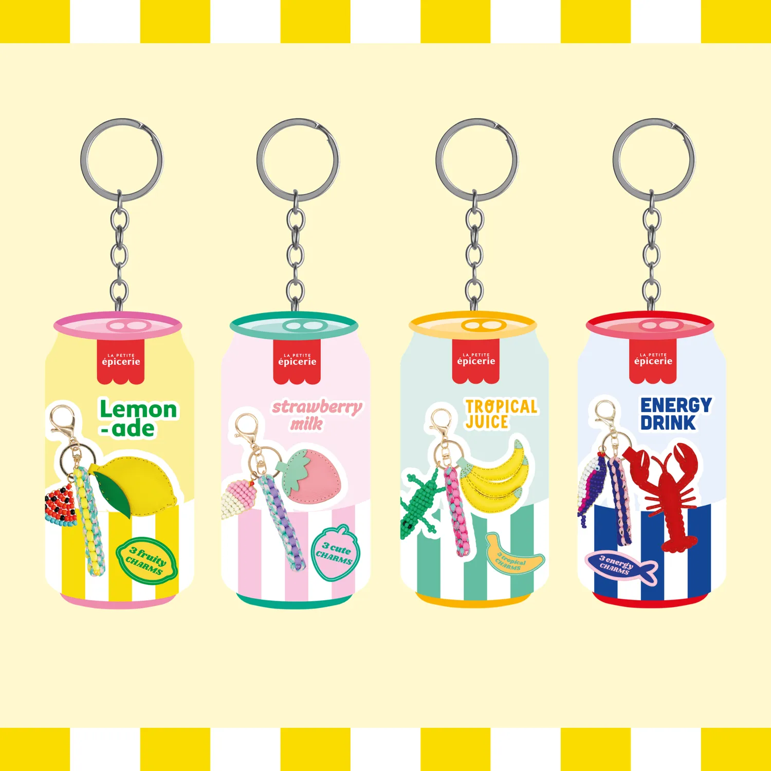 La Petite Epicerie Pshiiit Bag Charm blikjes DIY-pakket 4 stuks