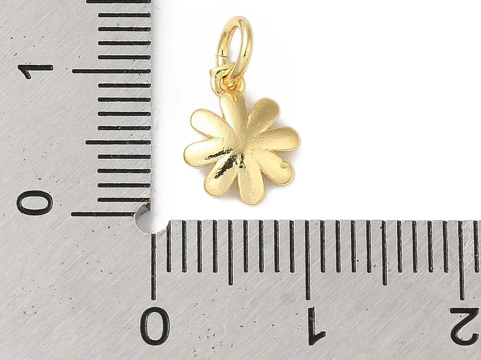 La Petite Epicerie bloem bedel wit goud 10 mm emaille
