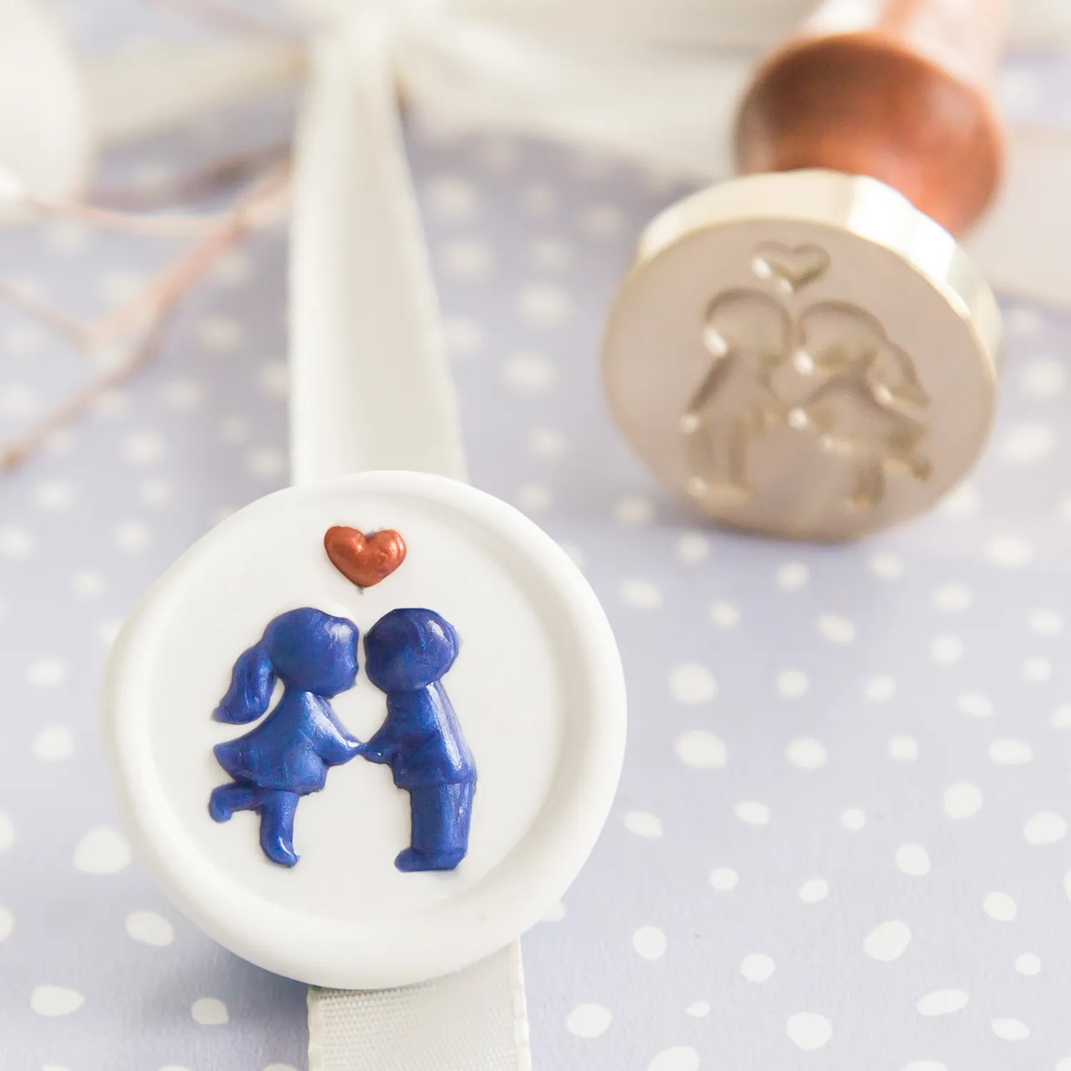 Jessy at Sea 3D Kissing Couple waxstempel 25 mm liefde