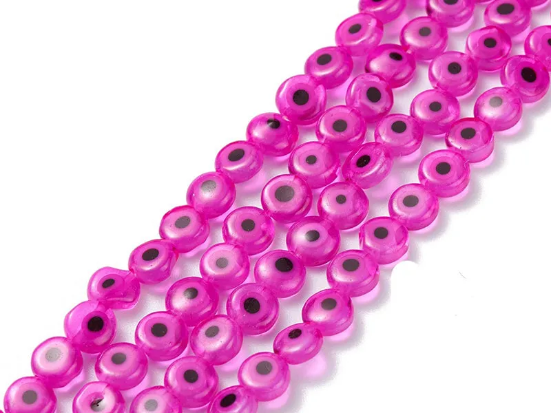 La Petite Epicerie Turks Oog glaskralen fuchsia 6x3mm 20st