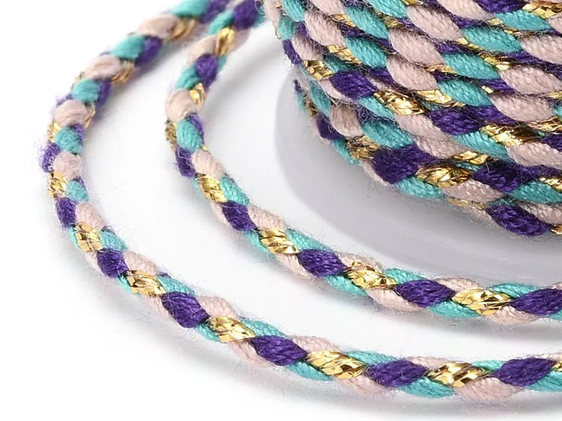 La Petite Epicerie katoenkoord gevlochten 4 m blauw-roze-goud