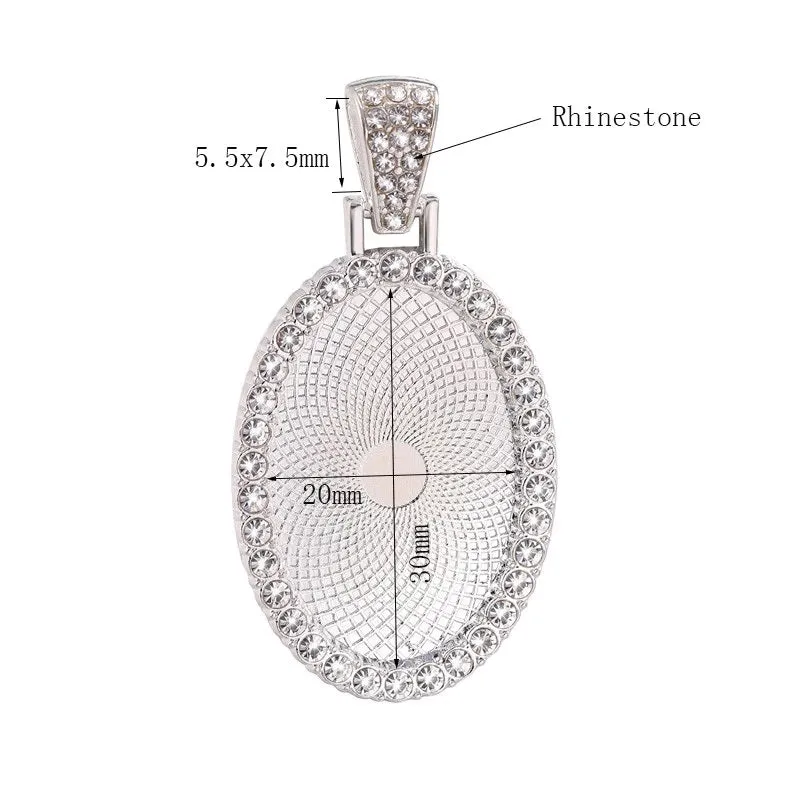 Bijounique Ovale hanger strass 20x30 mm per stuk