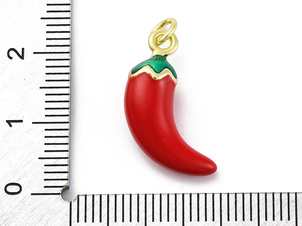 La Petite Epicerie piment bedel rood emaille 18K goud