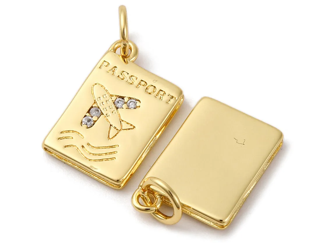 La Petite Epicerie paspoort bedel goud met strass 14 mm