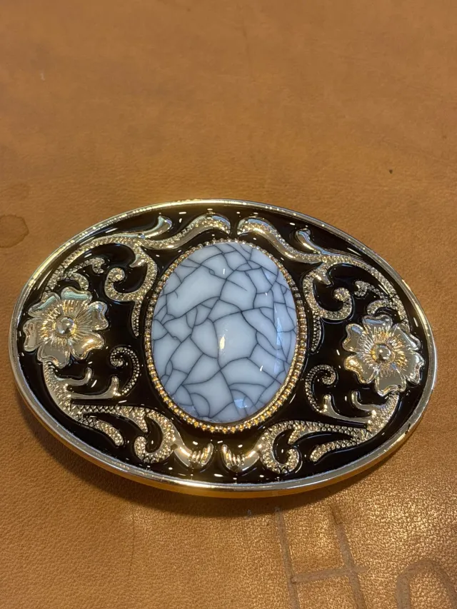 Leather House Gold Buckle 3.5cm riemgesp goud met steen