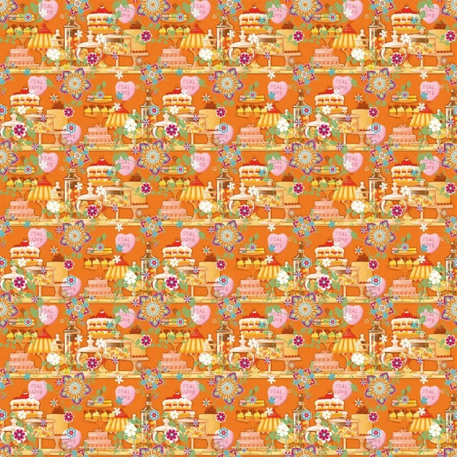 So Cute katoenen stof patisserie oranje 45x50 cm