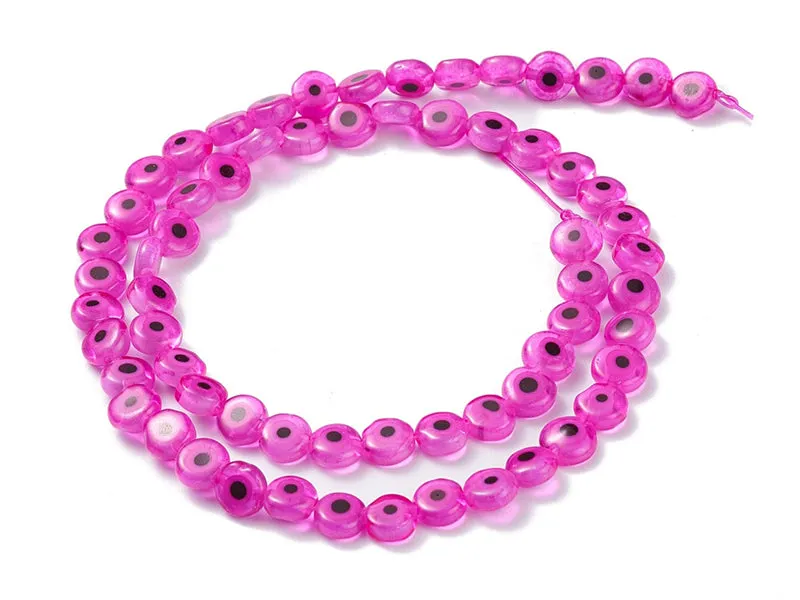 La Petite Epicerie Turks Oog glaskralen fuchsia 6x3mm 20st