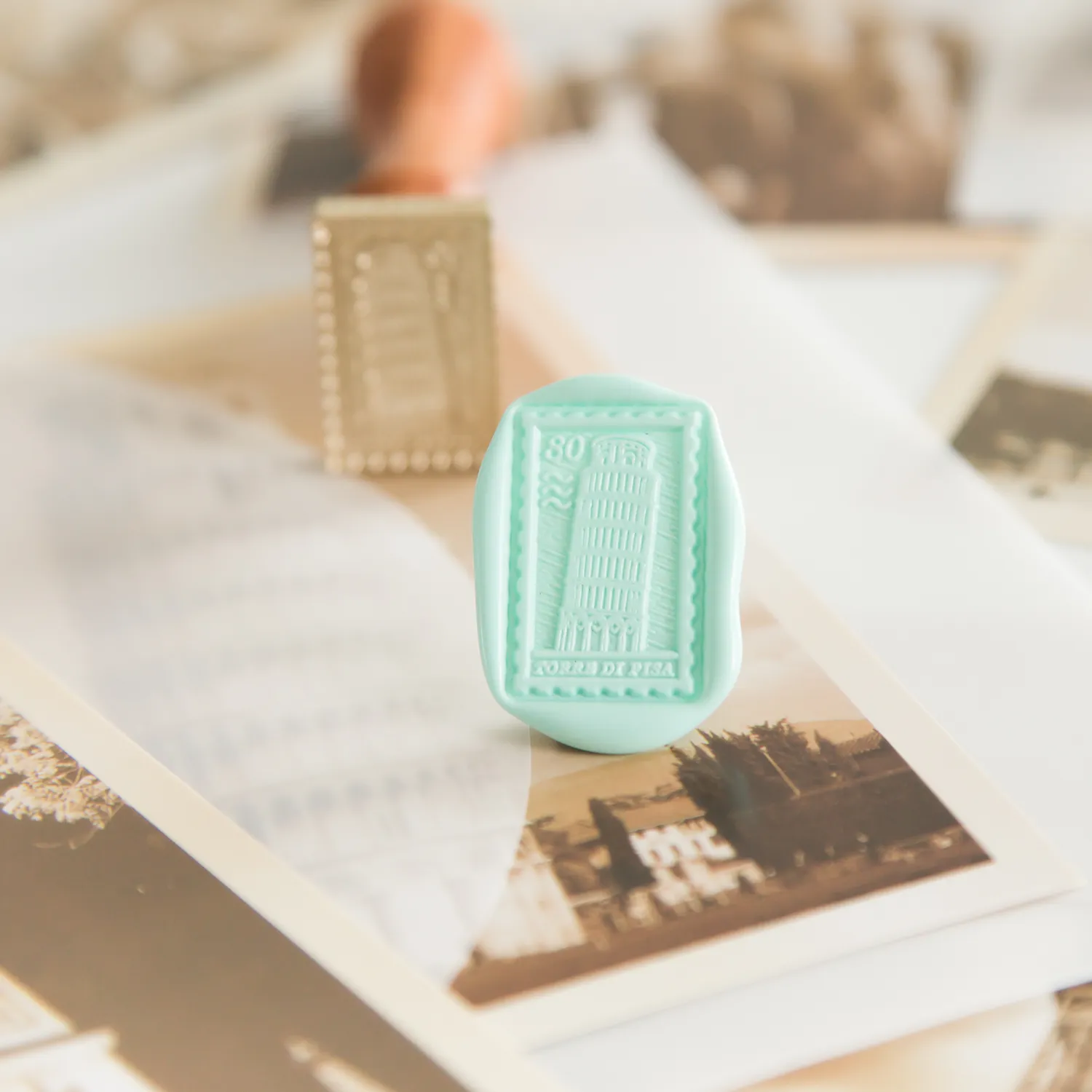 Jessy at Sea Tower of Pisa Postage Stamp zegelstempel 20x30 mm