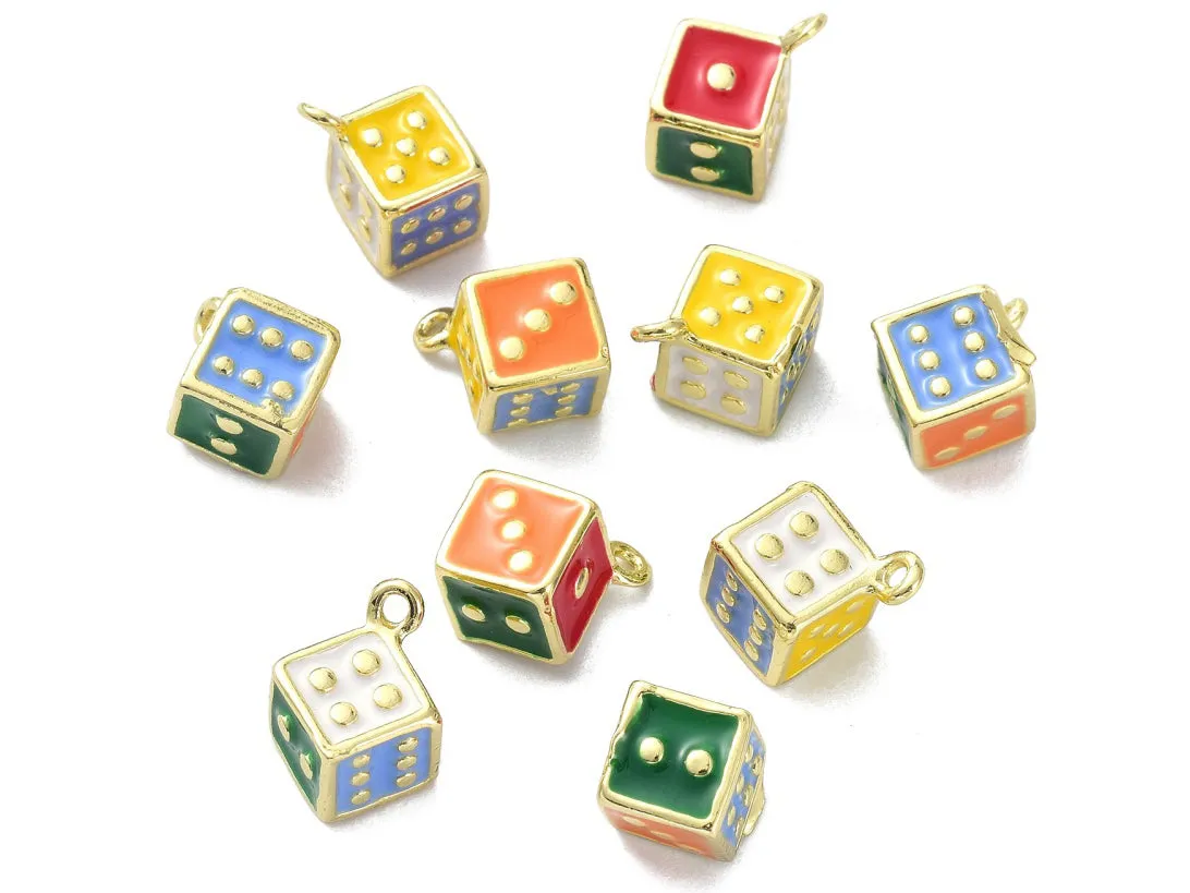 La Petite Epicerie Dobbelsteen bedel multicolor emaille 13,5 mm