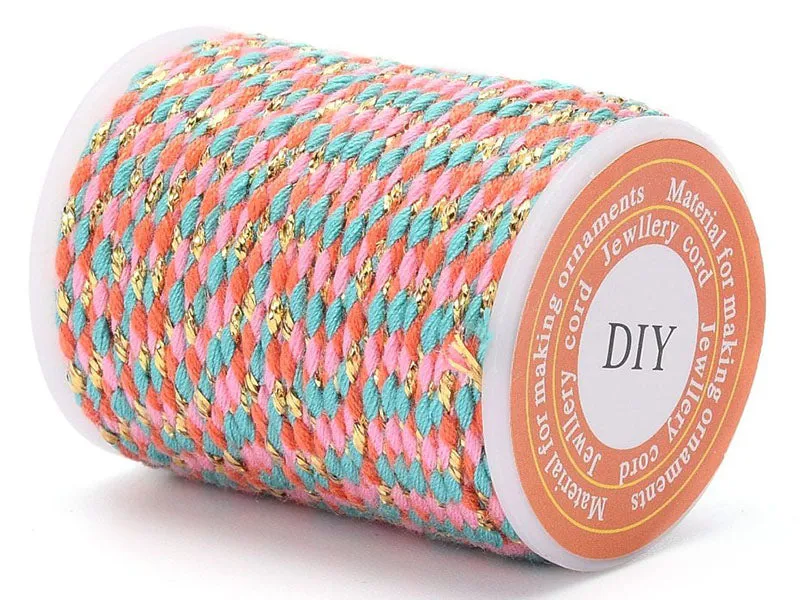 La Petite Epicerie Katoenen koord 4 m oranje roze blauw goud