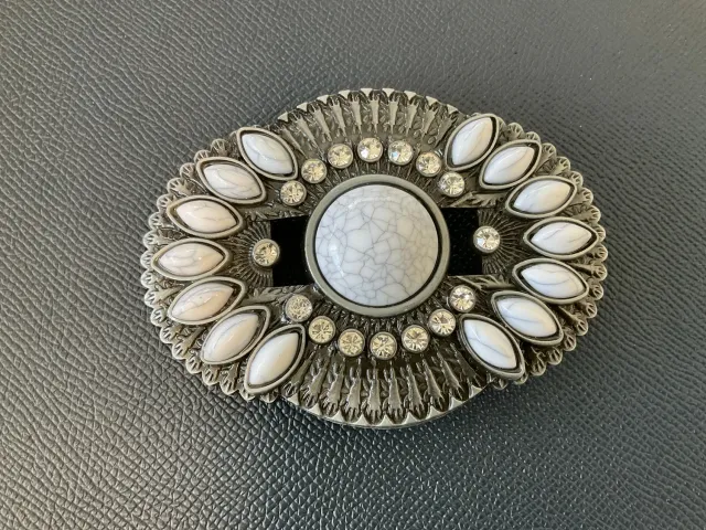 Leather House Silver Flower gesp ovaal zilver 11x7,5 cm