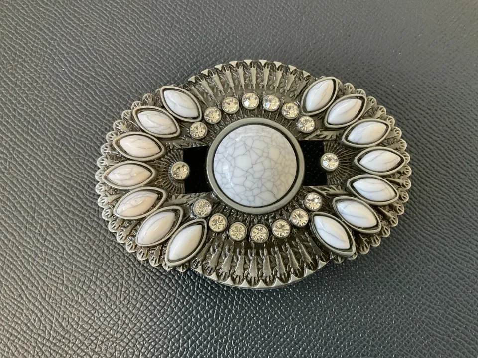 Leather House Silver Flower gesp ovaal zilver 11x7,5 cm