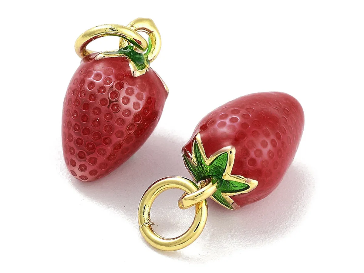 La Petite Epicerie bedel aardbei goud emaille rood per stuk