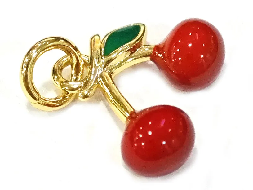 La Petite Epicerie bedel kersen rood emaille goud 18K