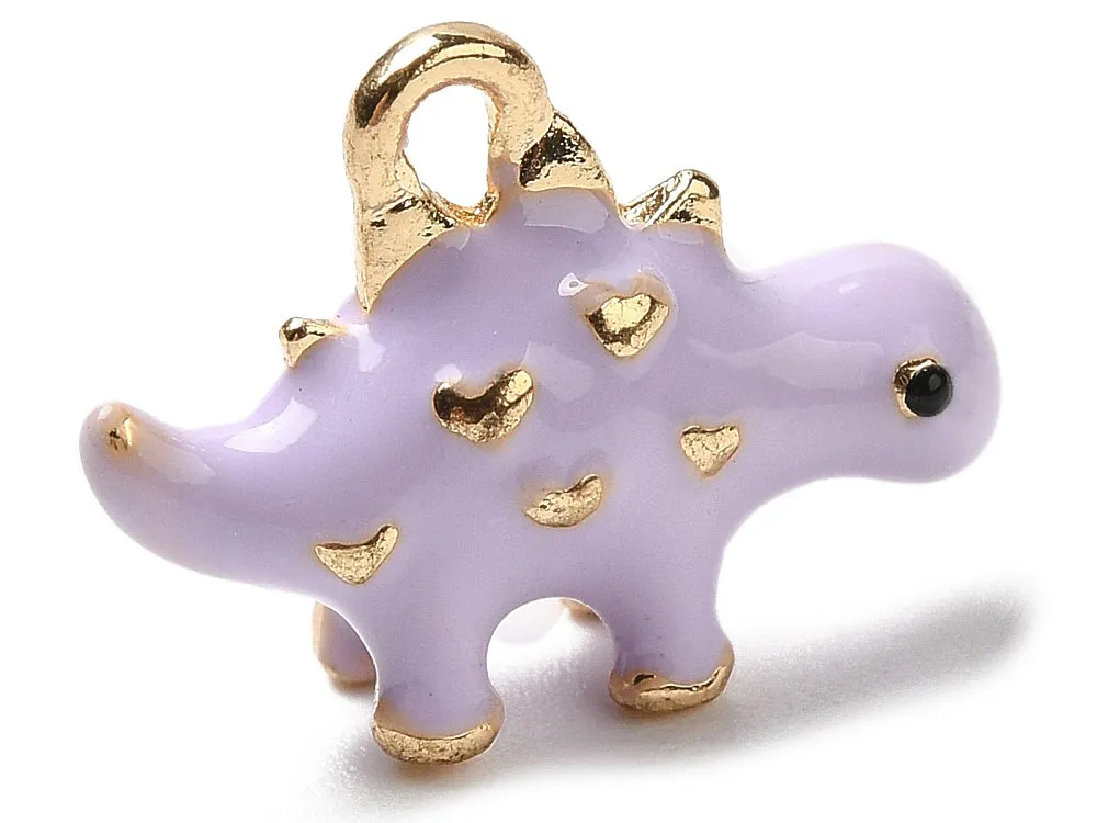 La Petite Epicerie dino paars emaille bedel goud 15 mm