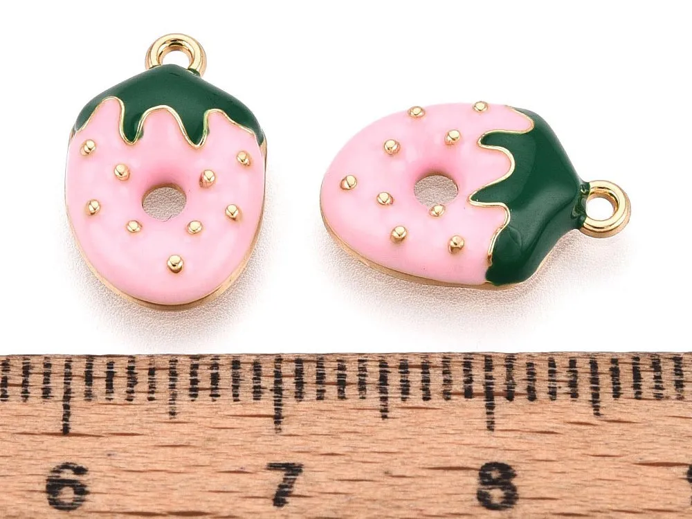 La Petite Epicerie bedel aardbei roze goud 15 mm per stuk
