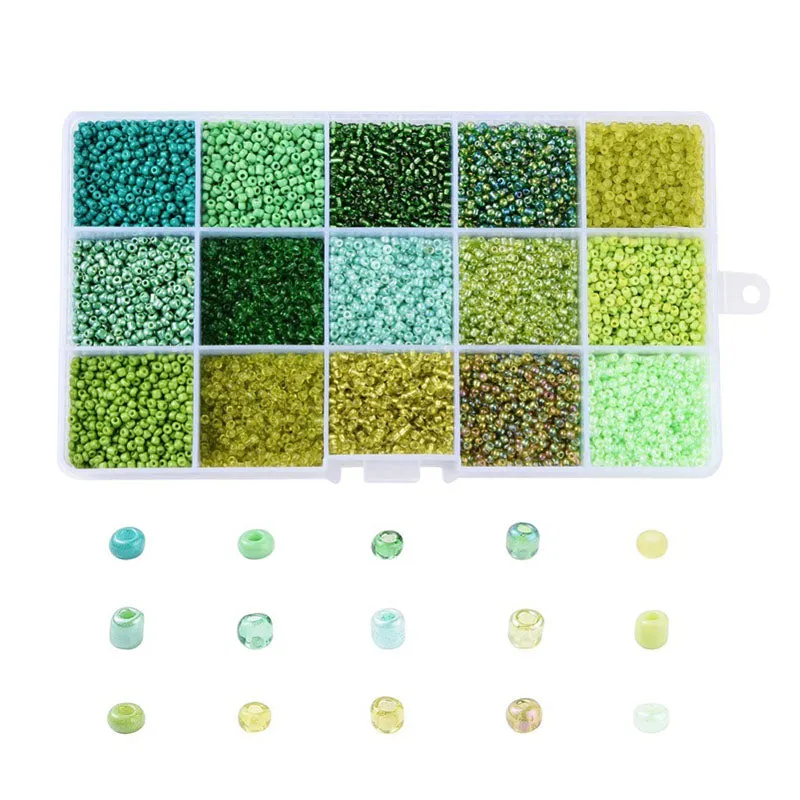 La Petite Epicerie rocailles kralen groen 2,5 mm doos 15 tinten