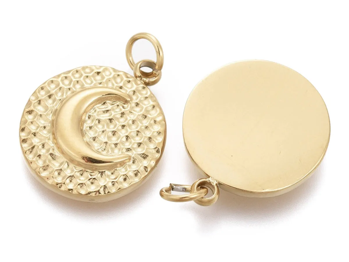La Petite Epicerie bedel maan rond goud 14,5 mm RVS 316