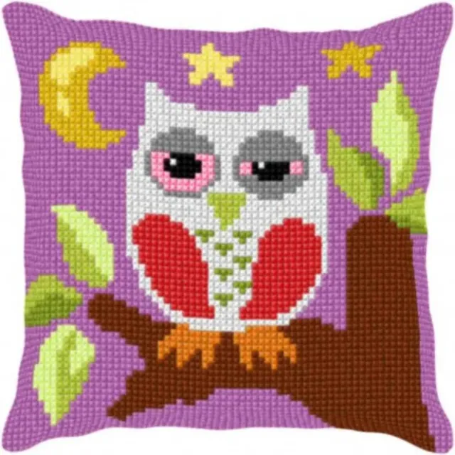 Deco-Line kussenpakket kruissteek 40x40cm uil in boom