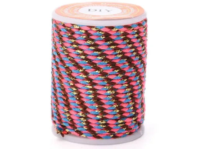 La Petite Epicerie katoenen koord 4 m bruin-roze-blauw-goud