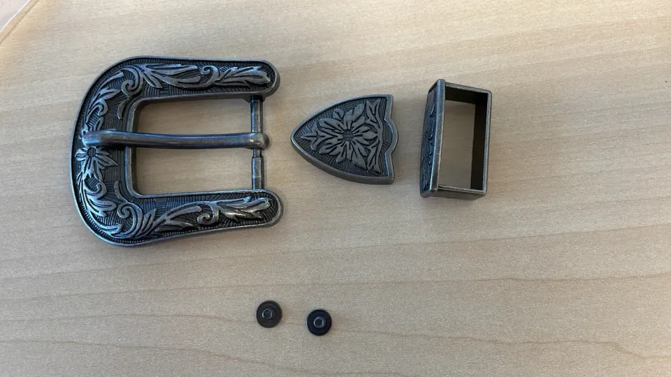 Leather House Vintage Riemgesp Set Oud Zilver gegraveerd