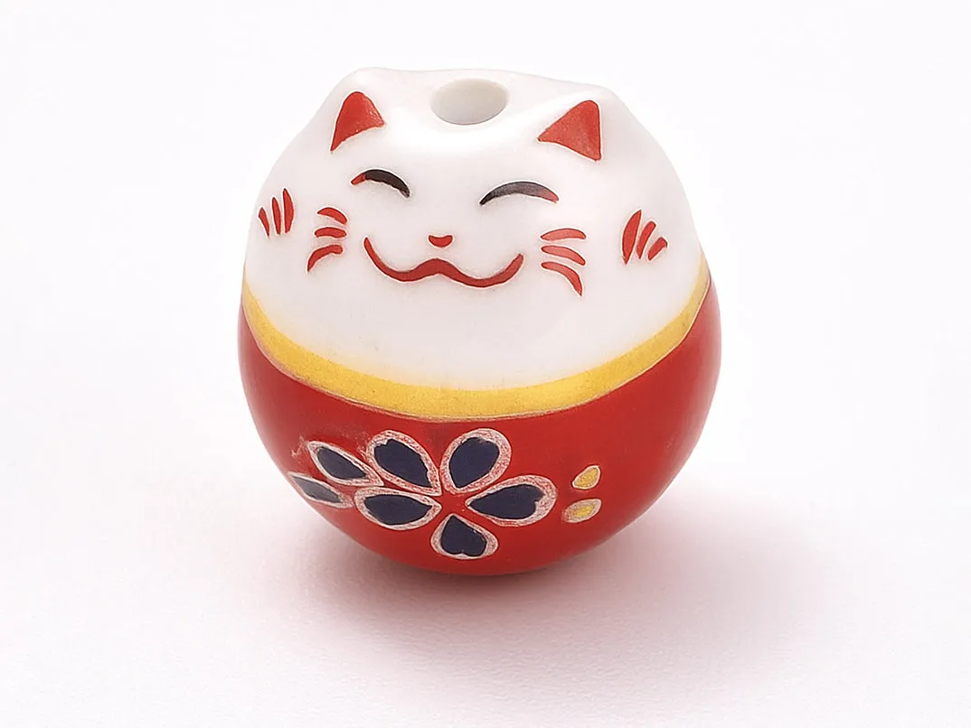 La Petite Epicerie Maneki Neko kraal rood 13x14 mm porselein