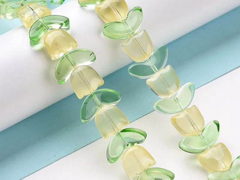La Petite Epicerie Tulipe kralen geel glas 15 mm 14 stuks
