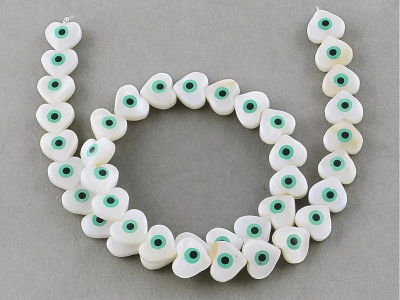 La Petite Epicerie hart kralen parelmoer blauw oog 10 mm 5 stuks