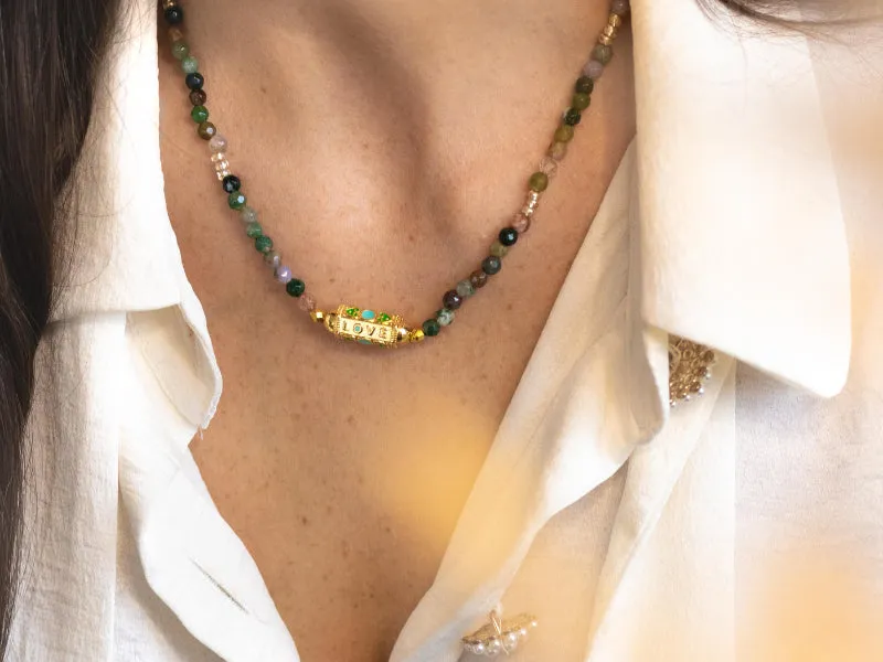 La Petite Epicerie Mon collier agate ketting set groen natuursteen