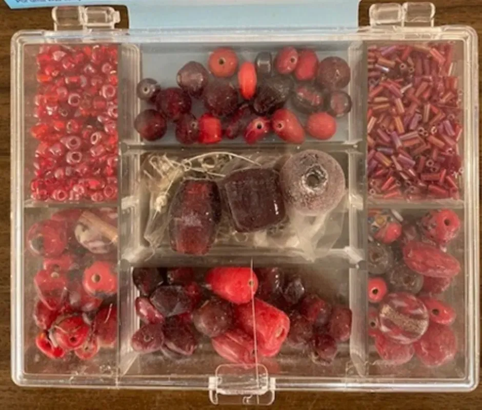 LTC-Leiden glaskralen mix 7-vaks rood sieraden