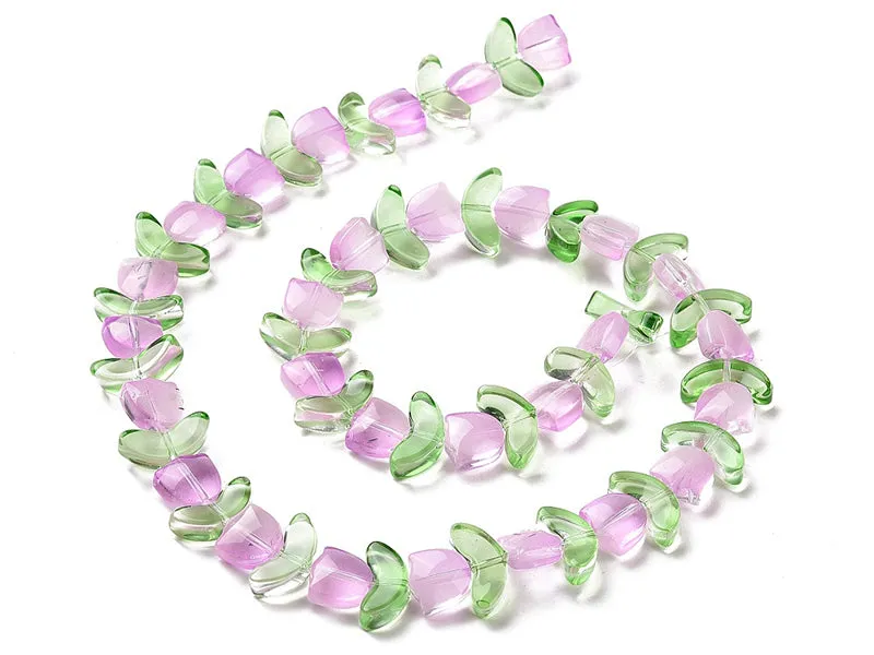 La Petite Epicerie tulp glaskralen roze 15 mm 14 stuks