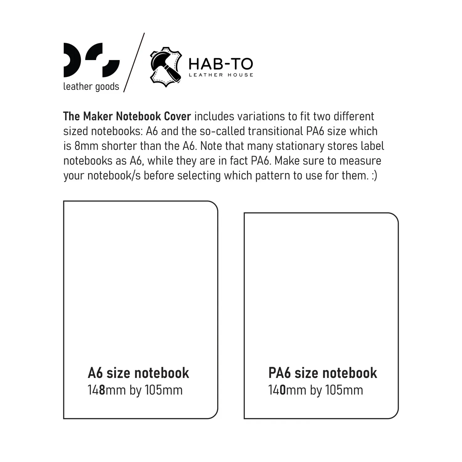 Leather House Maker Notebook Cover patroon PDF A6