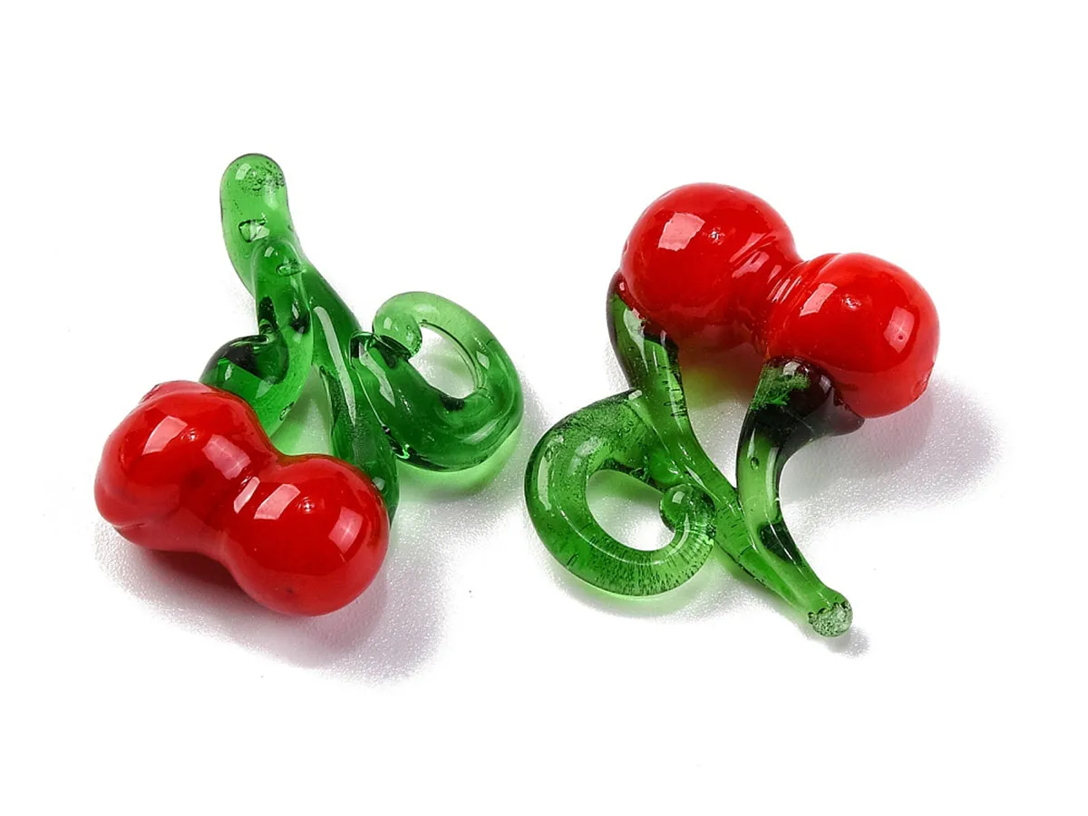La Petite Epicerie kers hanger glas 19mm rood fruit