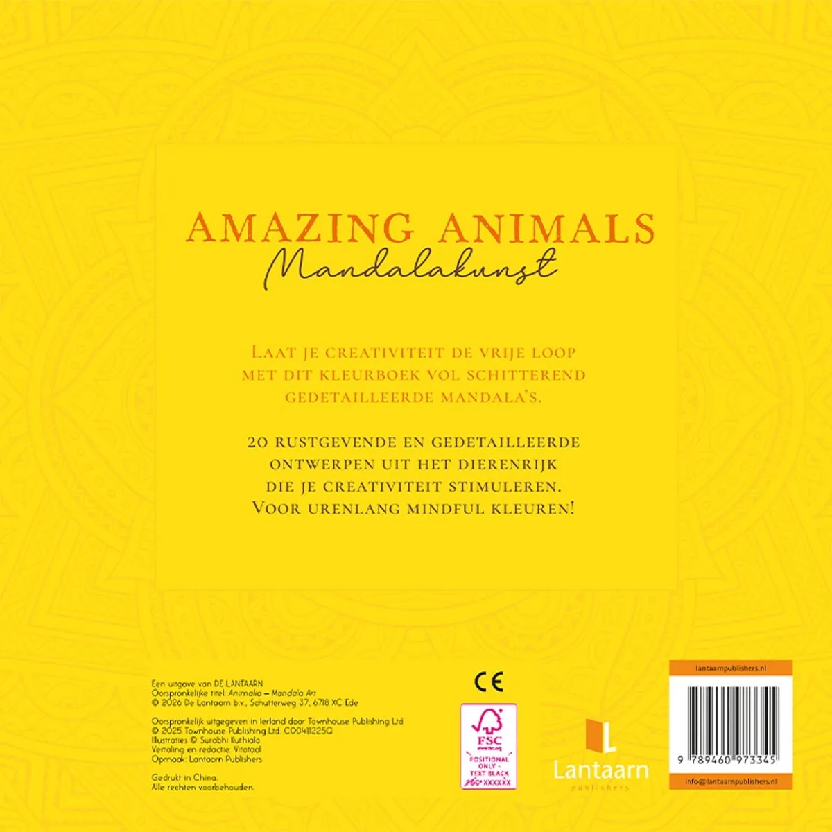 Amazing animals mandalakleurboek dieren 20 platen