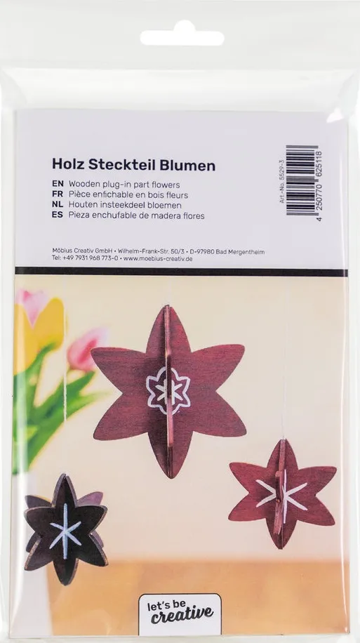 LTC-Leiden houten bloemen 3D 3 stuks naturel