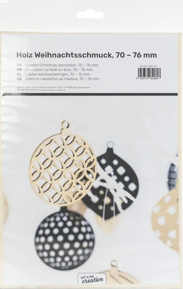 LTC-Leiden houten kerstboom ornamenten naturel 13 stuks