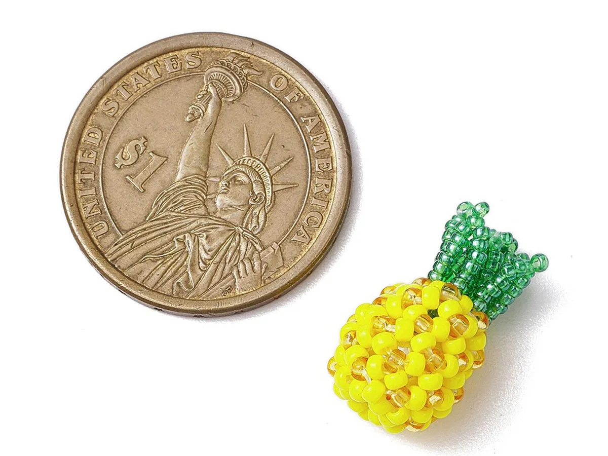 La Petite Epicerie Ananas bedel rocailles geel 21,5 mm