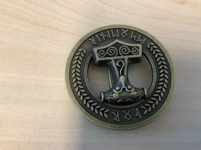 Leather House Viking Hammer riemgesp messing 7,5 cm oudgoud