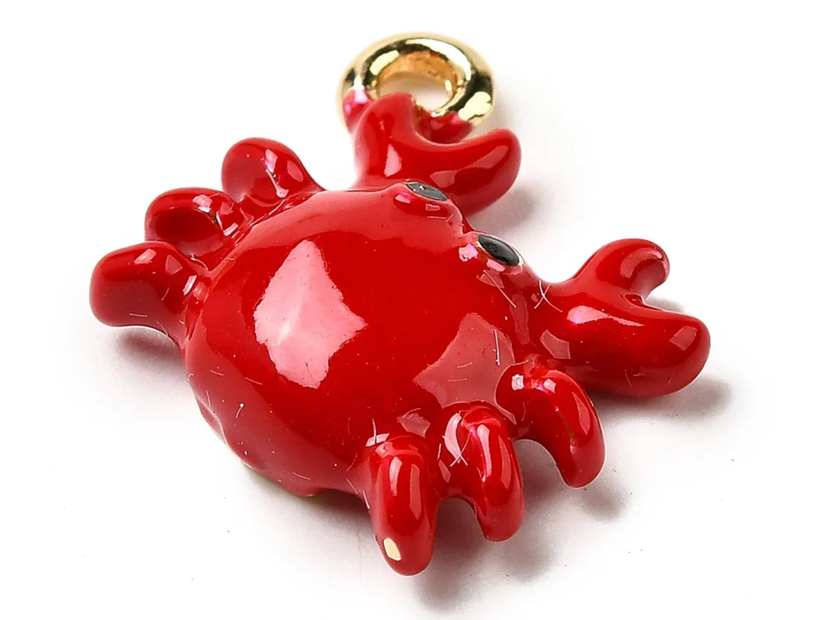 La Petite Epicerie Bedel krab rood goud emaille per stuk