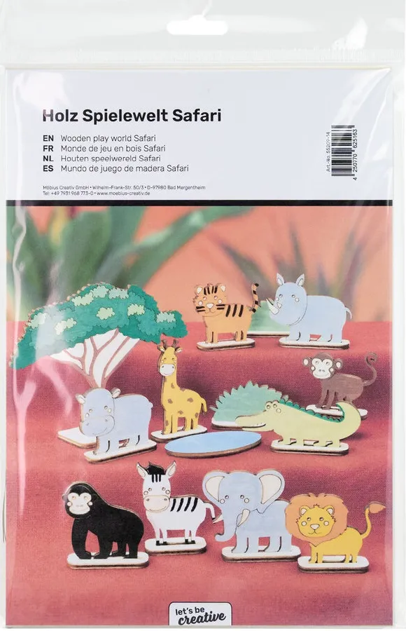 LTC-Leiden houten speelwereld safari 14-delig naturel