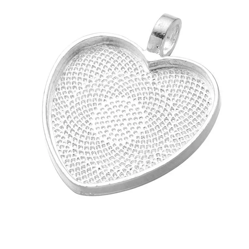 Bijounique hanger hart metaal zilver 25 mm per stuk