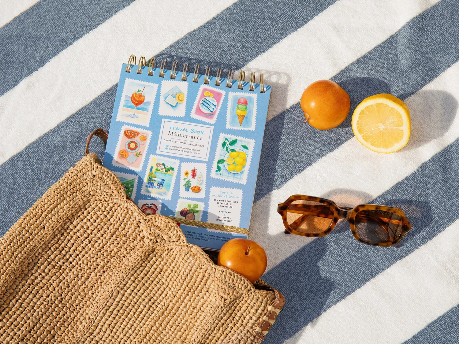 La Petite Epicerie Travel Book Méditerranée aquarelboek 20 kaarten 50 kleuren